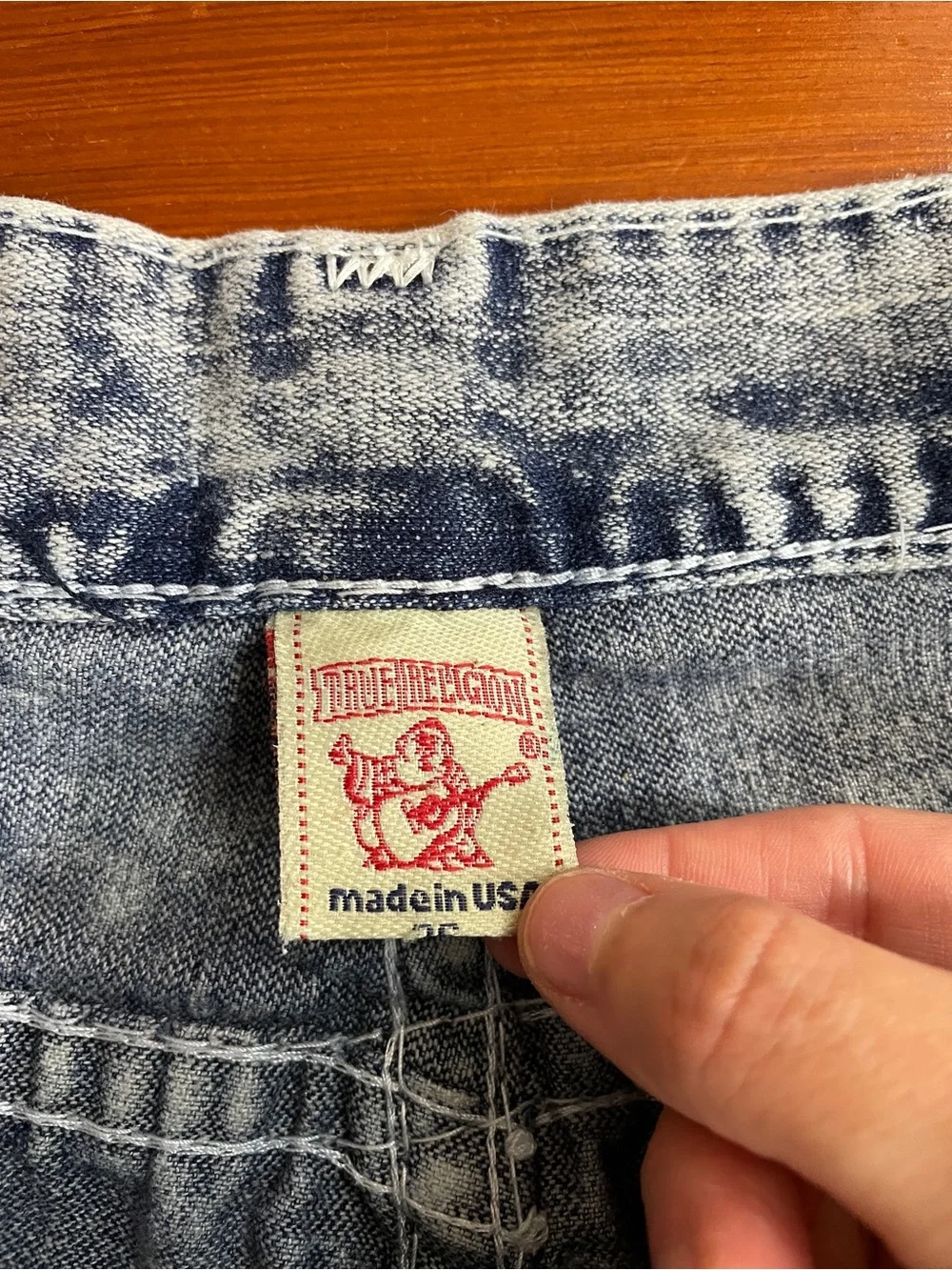 True Religion Acid Wash Denim Straight Super T Flap Pockets Jeans Men’s 36 🧡🎀
